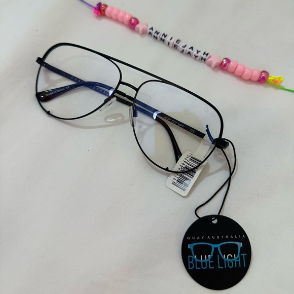 NEW Quay High Key Mini Blue Light Aviator Glasses (Black) - Picture 2 of 4